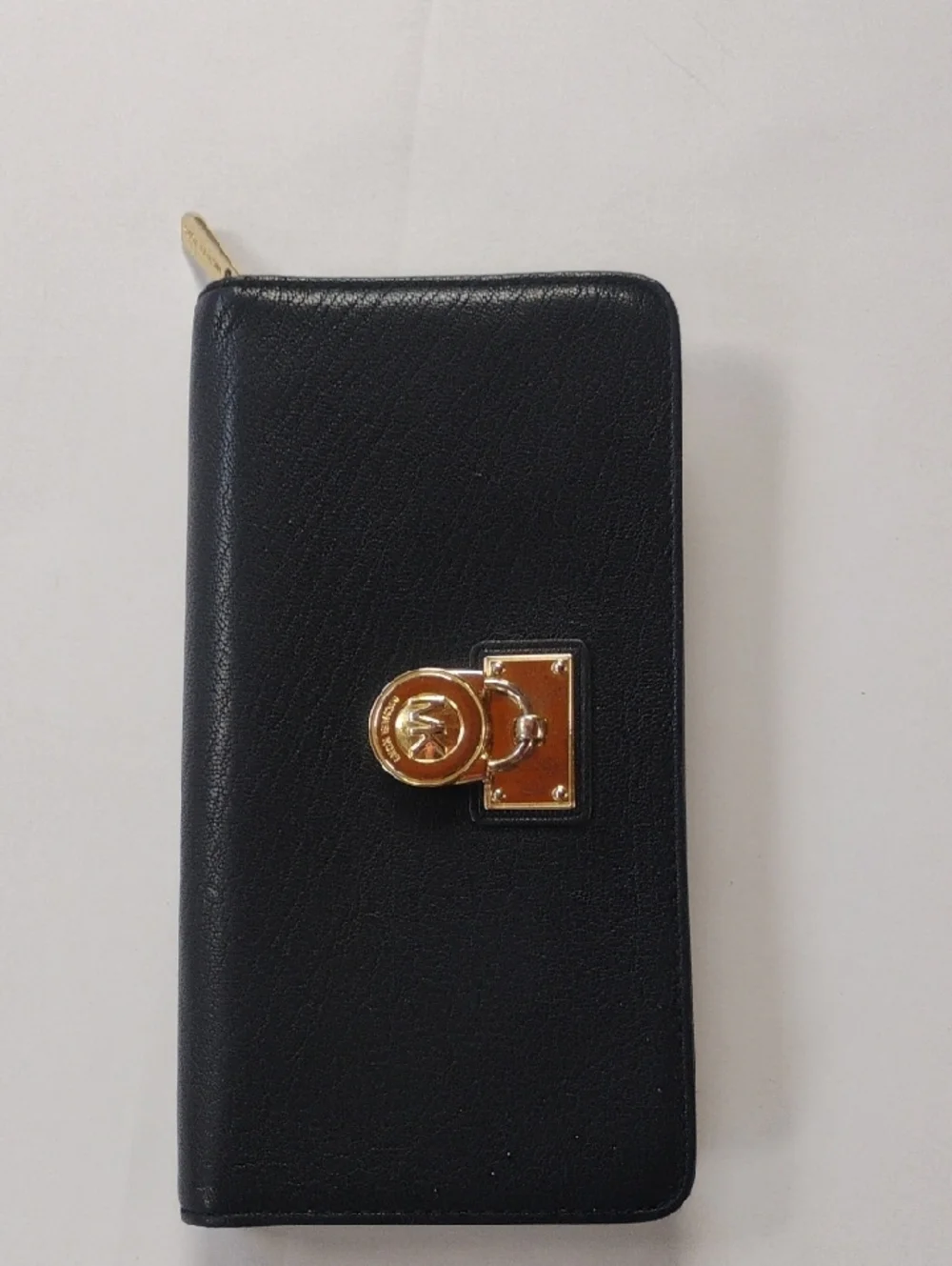 Michael Kors Black Wallet with Gold MK Medallion